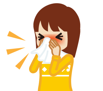 鼻炎で鼻をかむ女性